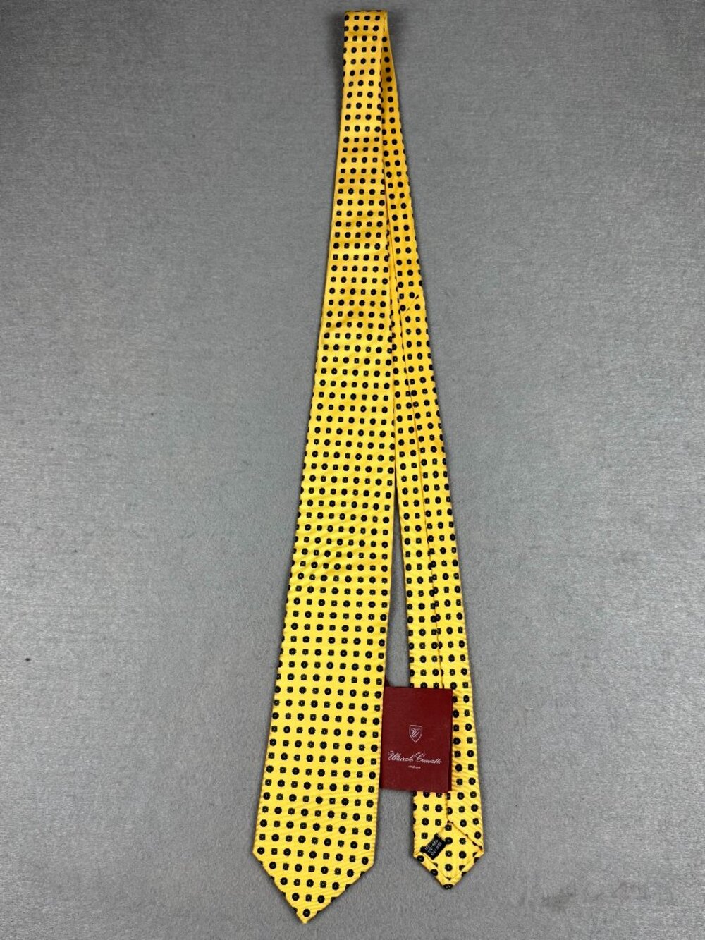 Ulturale Napoli Yellow Silk Floral Geometric Italian Tie NWT